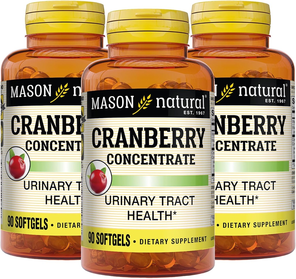 MASON NARAVNE brusnice 12:1 Koncentrat z vitaminom C & E, podpira zdravje imunskega in urina, 90 kapsul, pakiranje po 3