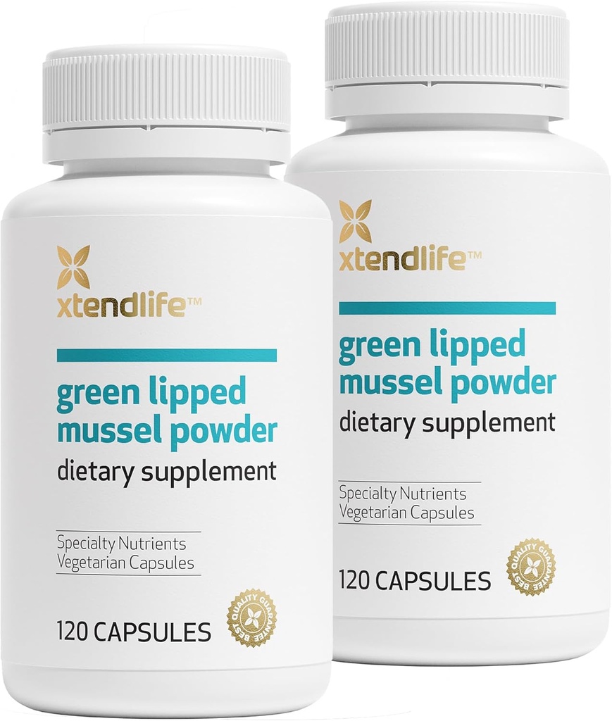 Xtendlife Green Lipped Mussel Powder - 2400mg dodatek z Omega-3 Maščobne kisline iz Nove Zelandije za skupno zdravje, 120 kapsul (2 pakiranji)