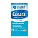 Colace Clear Stool Softener Soft Gel Kapsule Zaprtje Relief 50mg Docusate Natrijev zdravnik Priporočen 28ct