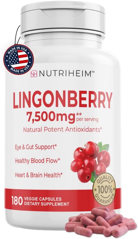Lingonberry Powder 7500mg za sečni trakt, krvni obtok, Gut Health, Eye Health, Antioksidant Podpora - Pure 5:1 Razmerje & 180 Veggie kapsule - ne-GMO, Gluten-free, Vegan-prijateljski dodatek