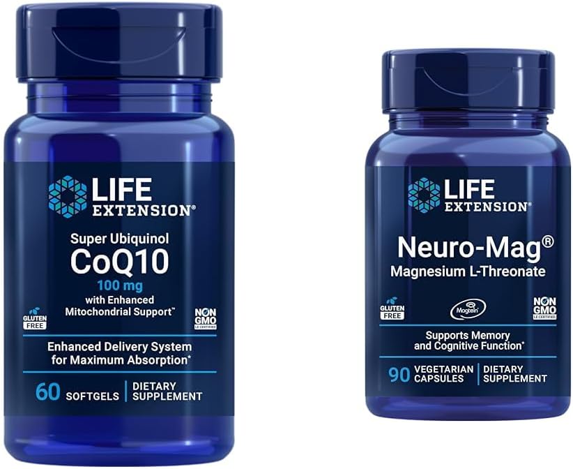 Life Extension Super Ubikinol CoQ10 z izboljšano podporo za mitohondrije in magnezijev L-treonat, magnezijev L-treonat