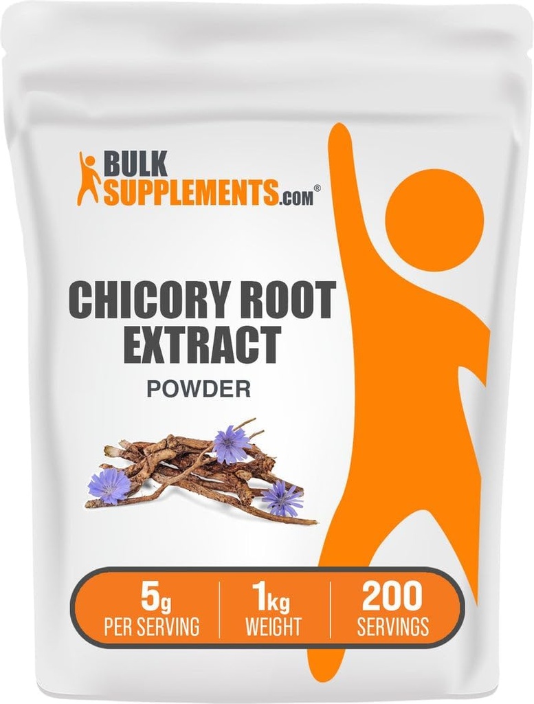 BulkSupplements.com Chicory Root Extract Powder - Chicory Root Powder, Fiber dodatek - Vegan & Gluten Free, 5g na Serving, 1kg (2,2 lbs) (Pack of 1)