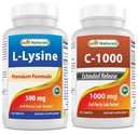 Najboljši naravni L-lizin 500 mg & vitamin C 1000 mg