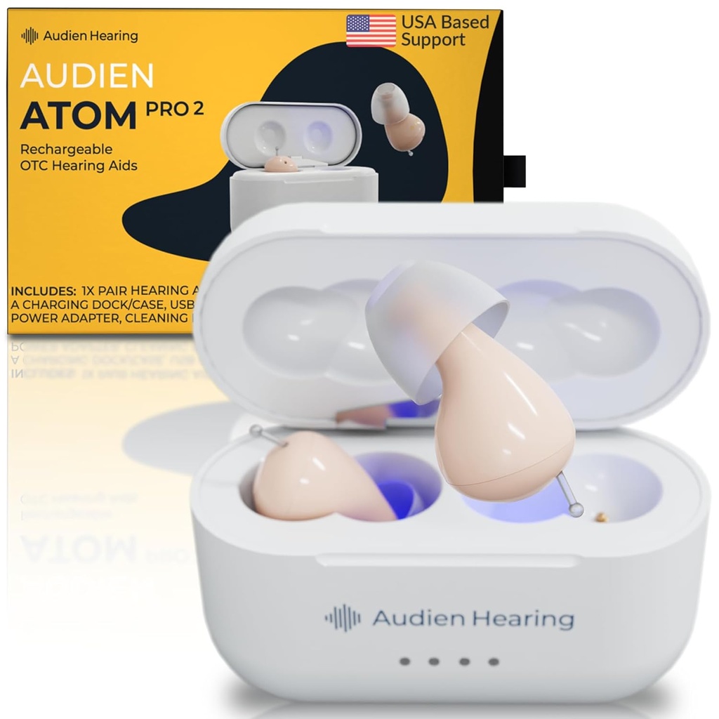 Avdien zaslišanje ATOM PRO 2 Brezžični slušni pripomočki OTC, Premium Comfort Design in skoraj nevidni