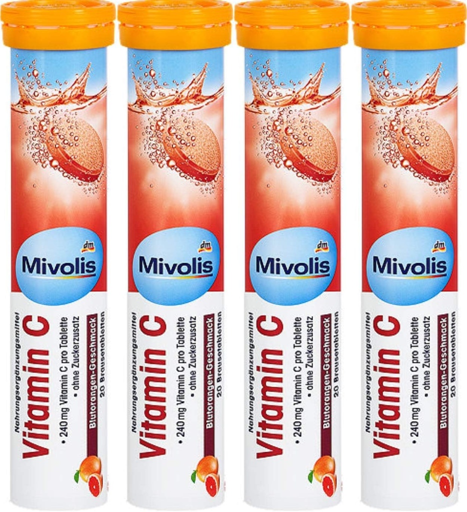 Mivolis Vitamin C šumeče tablete - prehranska dopolnila 4 pakiranja x 20 kosov