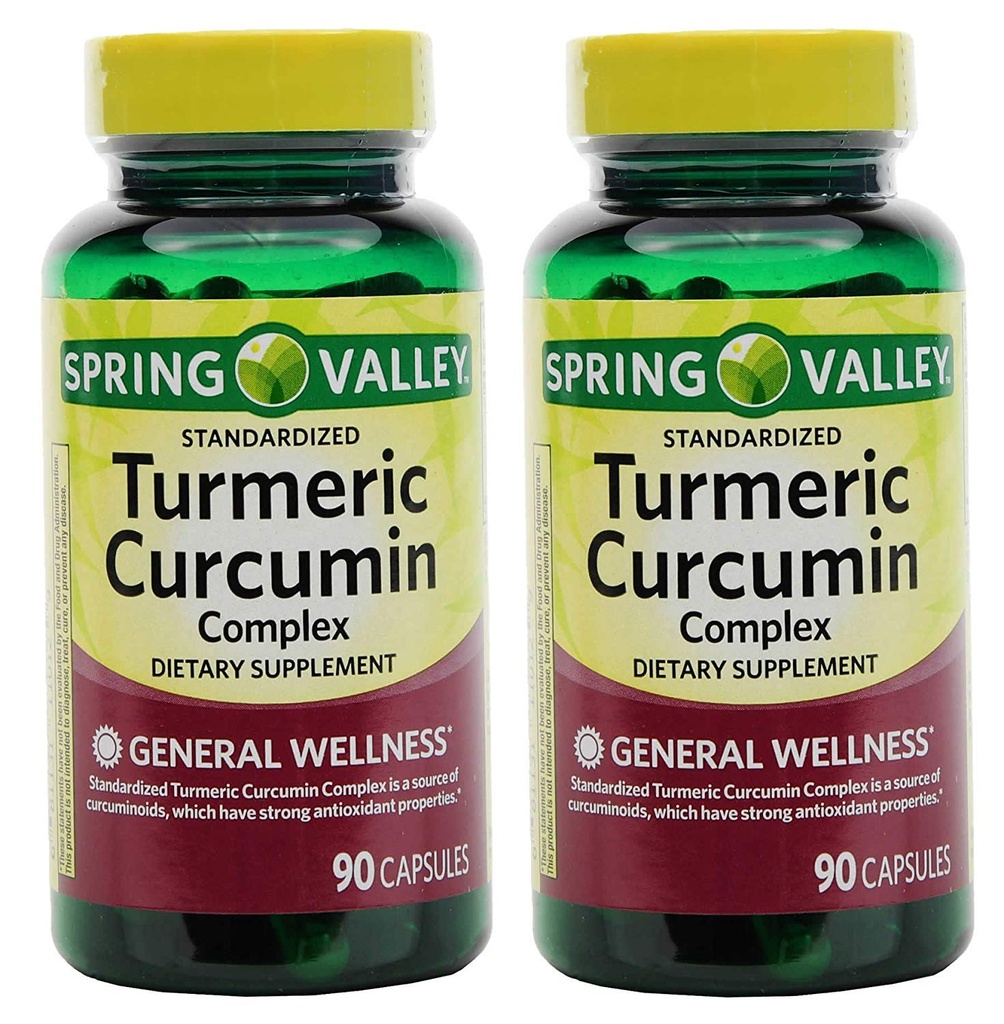 Spring Valley Stndr Kurkumin kompleks dietna dopolnila kapsule, 500 mg, 90 Count steklenička, 2 pakiranje