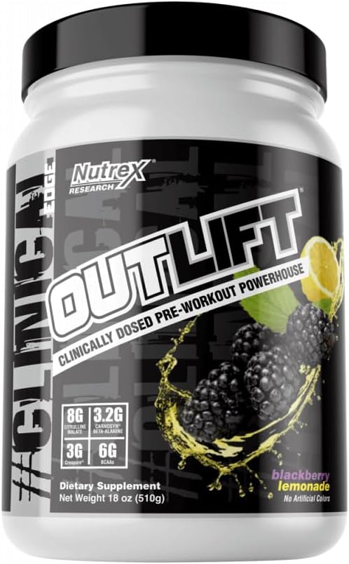 Nutrex Research Outlift Pre Workout Powder, Blackberry Limonade 18oz, 20 Serving