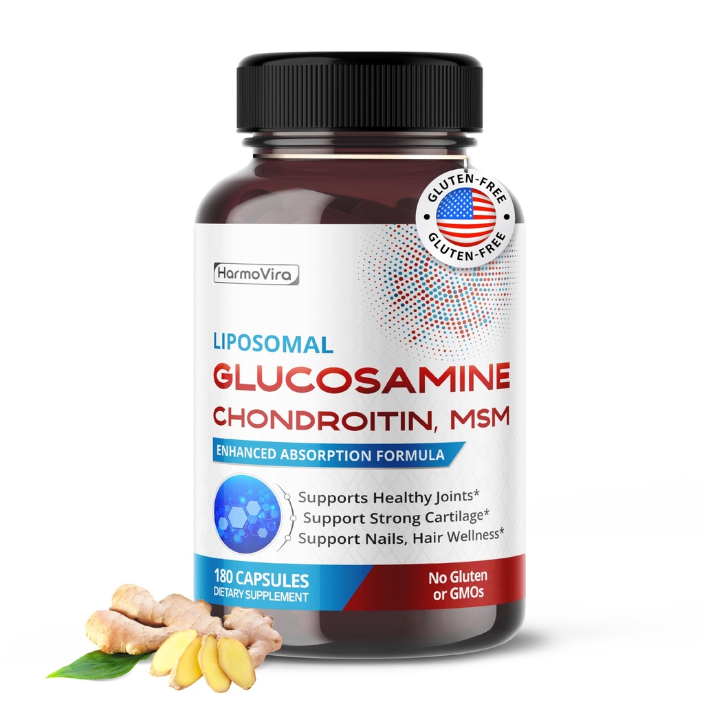 Liposomski GLUCOSAMINE CHONDROITIN, MSM - Podpora Zdravi sklepi, Močna kartilaža, Nohti, Hair - 180 dni dobave - Izdelano v ZDA