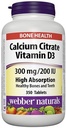 Webber Naturals Kalcijev citrat Vitamin D3, 300 mg / 200 i. e.