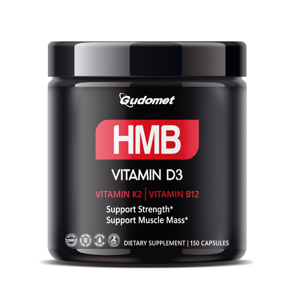 HMB z D3, K2 & B12 – Muscle Health Supplement – 150 kapsul – Made in ZDA