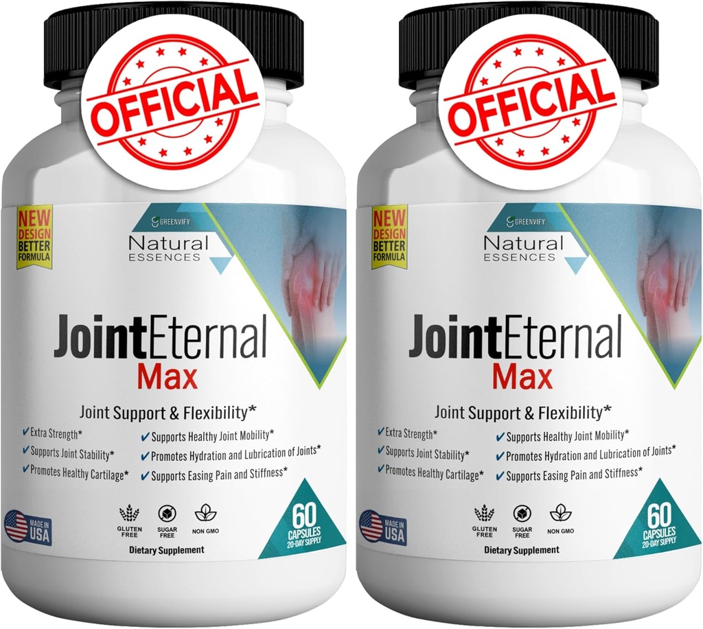 Joint Eternal Max Naravne Essence Naravne Skupne podpore, 60 Kapsule 20 dni Oskrba, Gluten brez sladkorja, Brez sladkorja, Ne-GMO, Izdelano v ZDA (2)