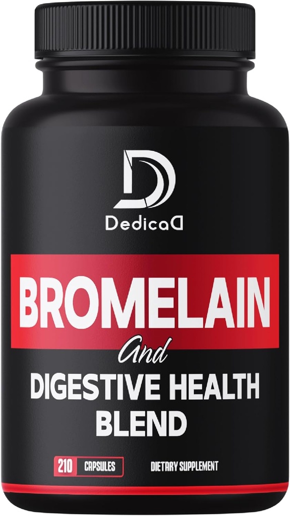 6in1 Bromelain 500mg dodatek - 1000mg na serviranje - 210 Kapsule z digestivno mešanico zdravja kot Quercetin, Ginger, Kurkuma, Papaja - Podpora Splošno zdravje, Prebava in imunski sistem