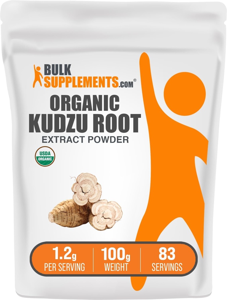 BulkSupplements.com Organic Kudzu Root Extract Powder - Kudzu Root Supplement, Zeliščni dodatek - Gluten Free, 1.2g na Serving, 100g (3.5 oz) (Pack of 1)