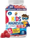 Magnezij brez sladkorja Gumiji za otroke in najstnike - 500mg Calm Magnezijev Citrat - Žvečljivi Magnezijev Gummy dodatek za spanje, Mood & Muscle Support - 30 dni dobave