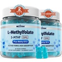 L-metilFolate 15 mg & metil B12 Gumies, metilirani B1, B2, B6 multivitamini - aktivni 5-MTHHF & visoka absorpcija - podpira MTHFR Gene, Kognition, Homocystein ravni, Folate Presnova, Vegan, 120 Cts