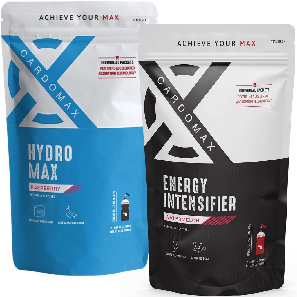 CardoMax - Energy Intensifier (Watermelon) & Hydromax Liquid Hydration (Raspberry) 30 Paket