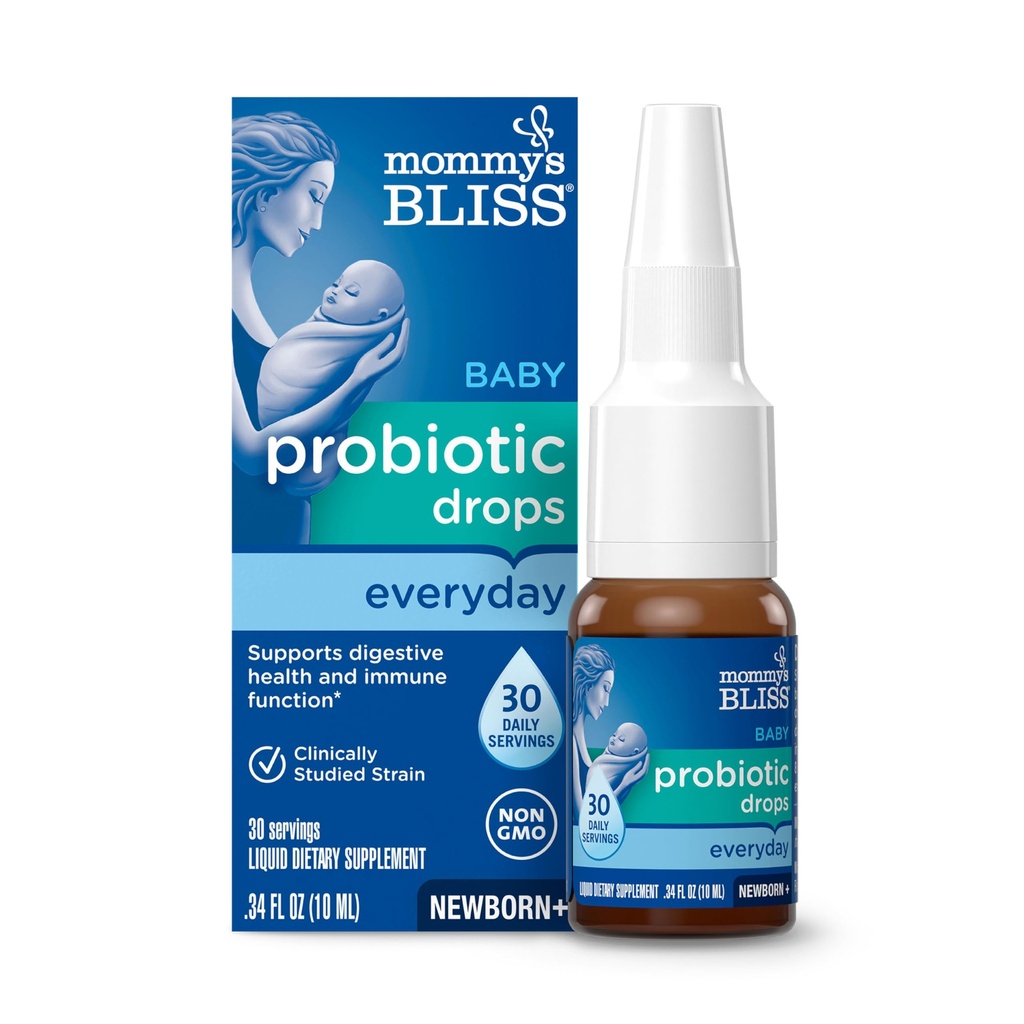 Mamina Bliss Baby Probiotične kapljice, Daily Gas, Zaprtje, in Colic Symptom Relief + Imunska podpora, Novorojenčki & Up, 0.34 Fl Oz (30 Služabniki)