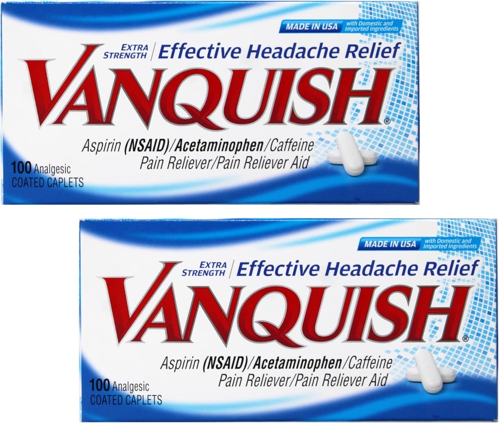 Vanquish Extra Strength Glavobol in lajšanje bolečine, z acetataminofen, Aspirin, in Kofein 