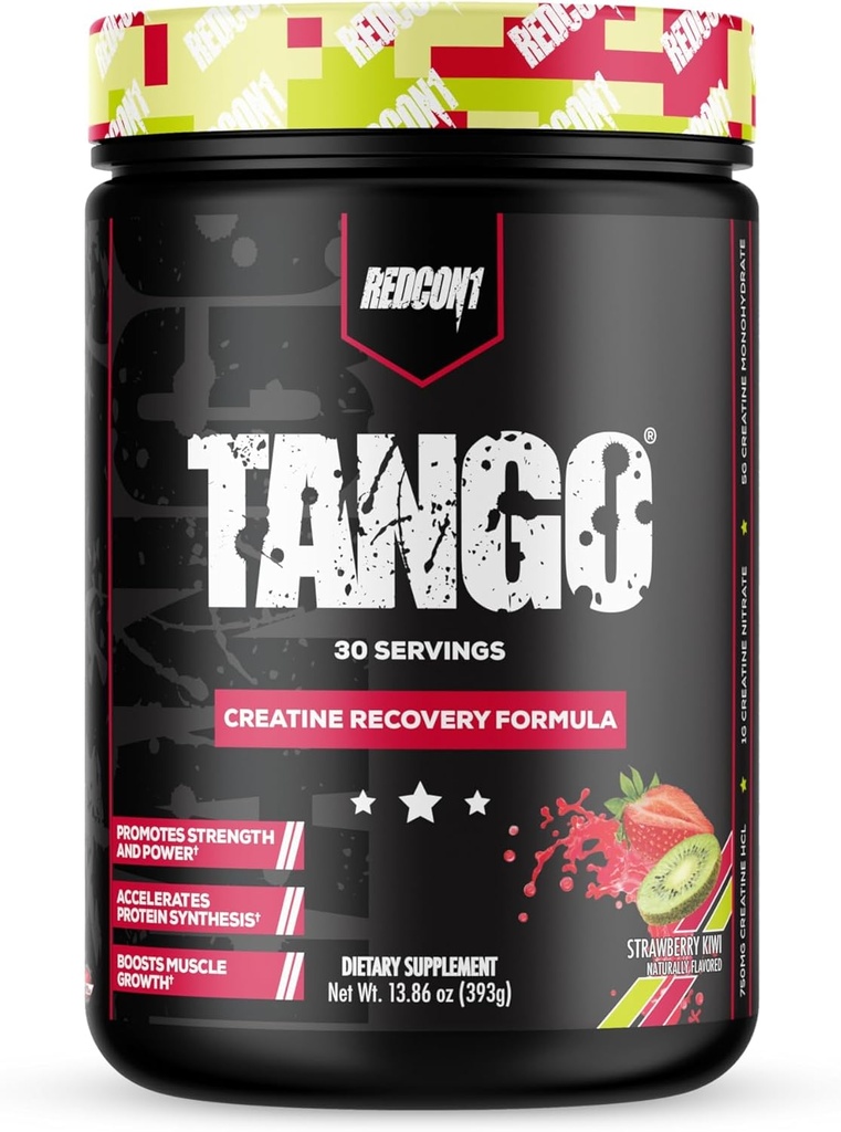 REDCON1 Tango Kreatin v prahu, Jagoda Kiwi - Brez sladkorja + Keto Prijazen Kreatin dodatek - Betain brezvodni za mišične vzdržljivosti in moči (30 strežnikov)