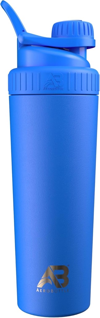 AeroBottle Cryo Shaker Cup, Izolirana Steklenica za vodo iz nerjavečega jekla in stresalnik beljakovin, meša beljakovine in pred vadbo z turbulentno tehnologijo mešanja, brez mešanja kroglice ali Wisk, 26oz, Artic Sea Blue