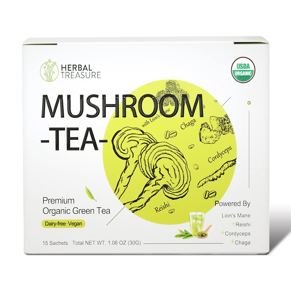 WL Zeliščni zaklad goba zeleni čaj z levjo grivo Reishi Cordyceps Chaga 15 grof