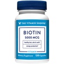 Vitaminska trgovina Biotin 5.000MCG, prehranska presnovna podpora za zdrave žive lase, zdrave kože in močne nohte, proizvodnja energije (120 kapsul)