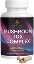 Gobe 10X Complex - Levi Mane, Reishi, in Cordyceps - Dodatek za naravno energijo in stres Relief - Immune Boost - Focus & Memory - Natural & Non-GMO