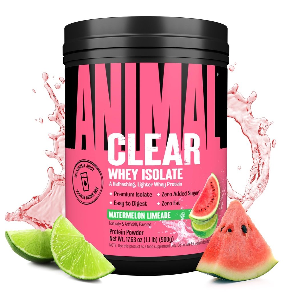 Protein Clear Whey Isolate Powder - Easy to Digest and Mix, 5g BCAA, okusno sočen, osvežilni kozarček za moške in ženske, lubenica limetade 500g (20 strežkov)