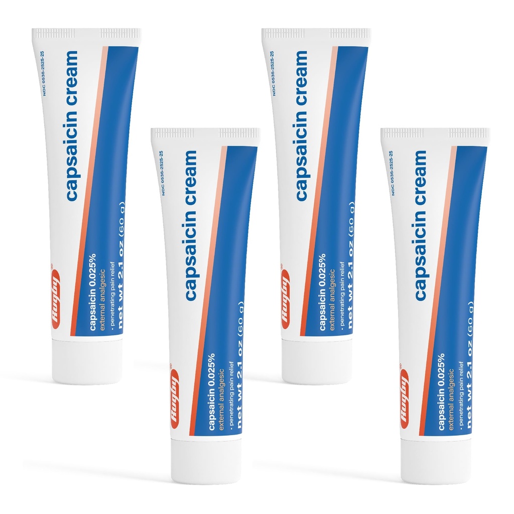 Rugby Capsaicin 0,025% krema za penetracijo lajšanje bolečine - 2,1 Oz (60g) (4 pakiranja)