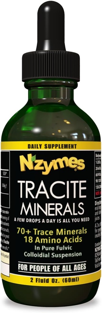 Nzymes® Tracite Minerali za ljudi, Trace mineralne kapljice in aminokisline - Izdelano v ZDA