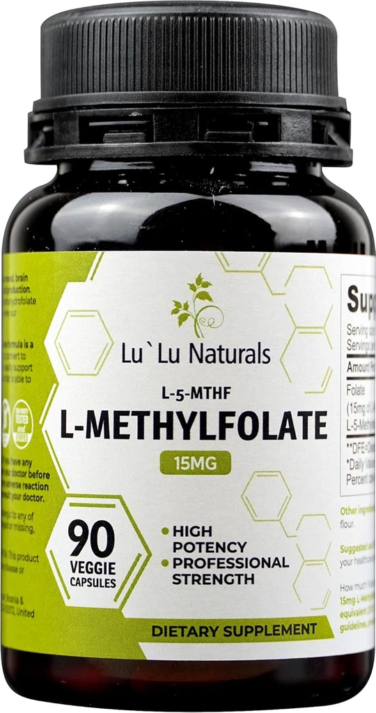 Lu'Lu Naturals L-metilfolat 15mg Optimizirana in aktivirana folna kislina. 90 Veggie Caps metil Folat, L-5-mthf