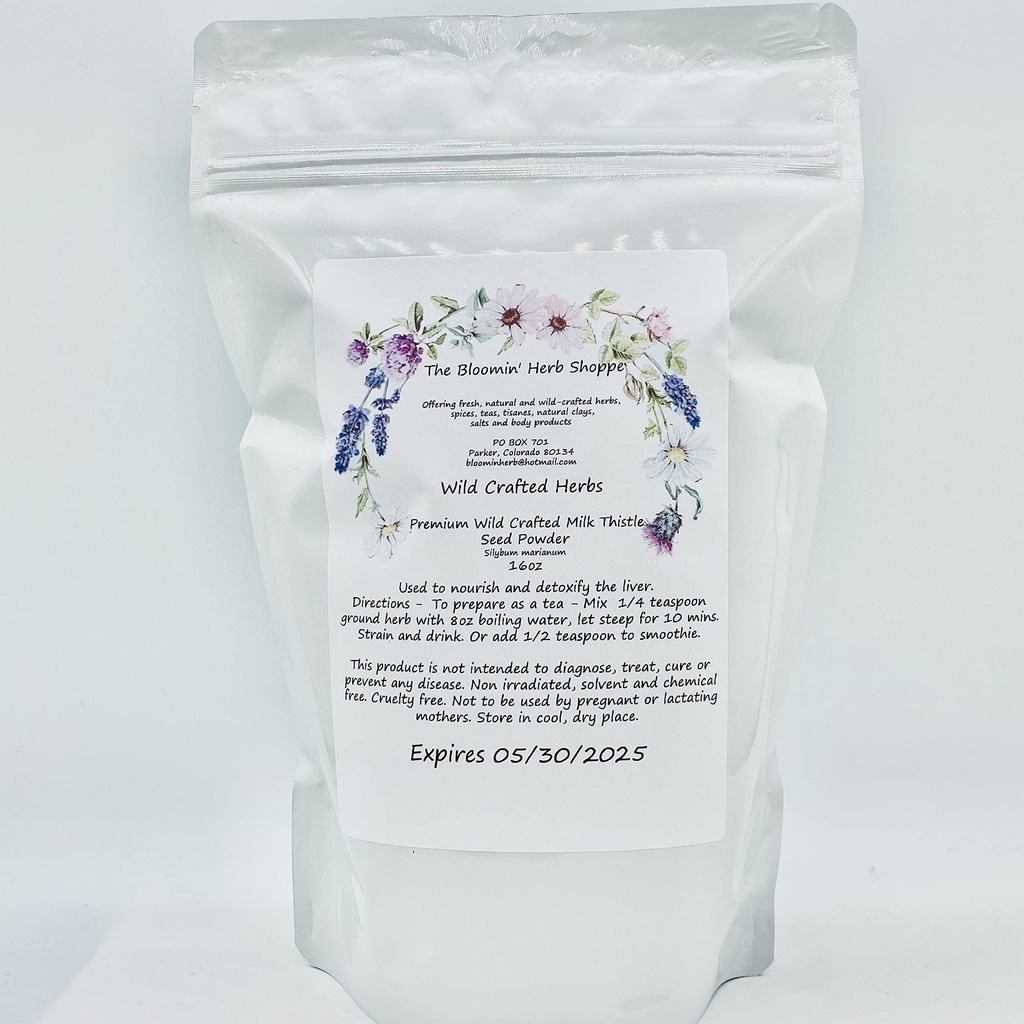 Lifontcta Wildcrafted Milk Thistle Seme Powder 16oz Pound Raw Silybum Marianum Bloomin Herb Shoppe Pure Aromatic Potent jetra razsutem stanju