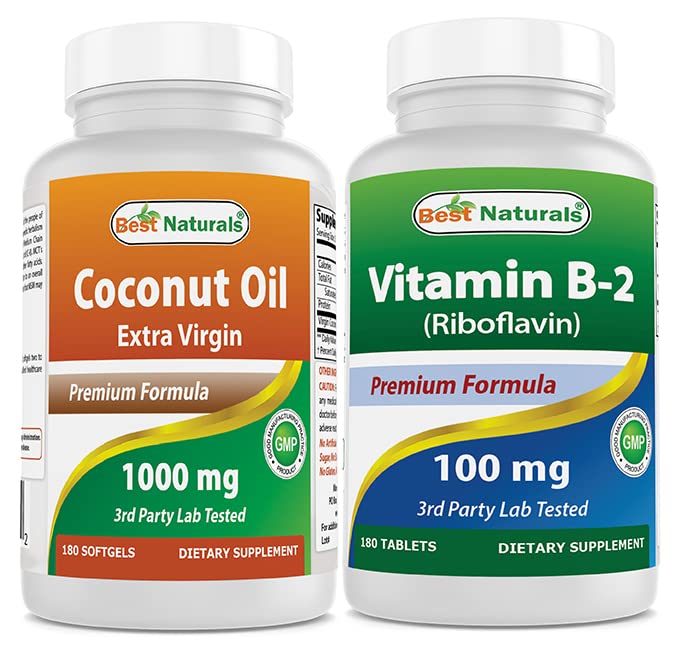 Najboljše naravno kokosovo olje 1000 mg in vitamin B2 (riboflavin) 100 mg