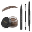 LAVONE ličila komplet z žigom oči svinčnik, vodoodporni brstični svinčnik & Pomade, Eyeliner, Dvojna krpa za obrvi, temno rjava