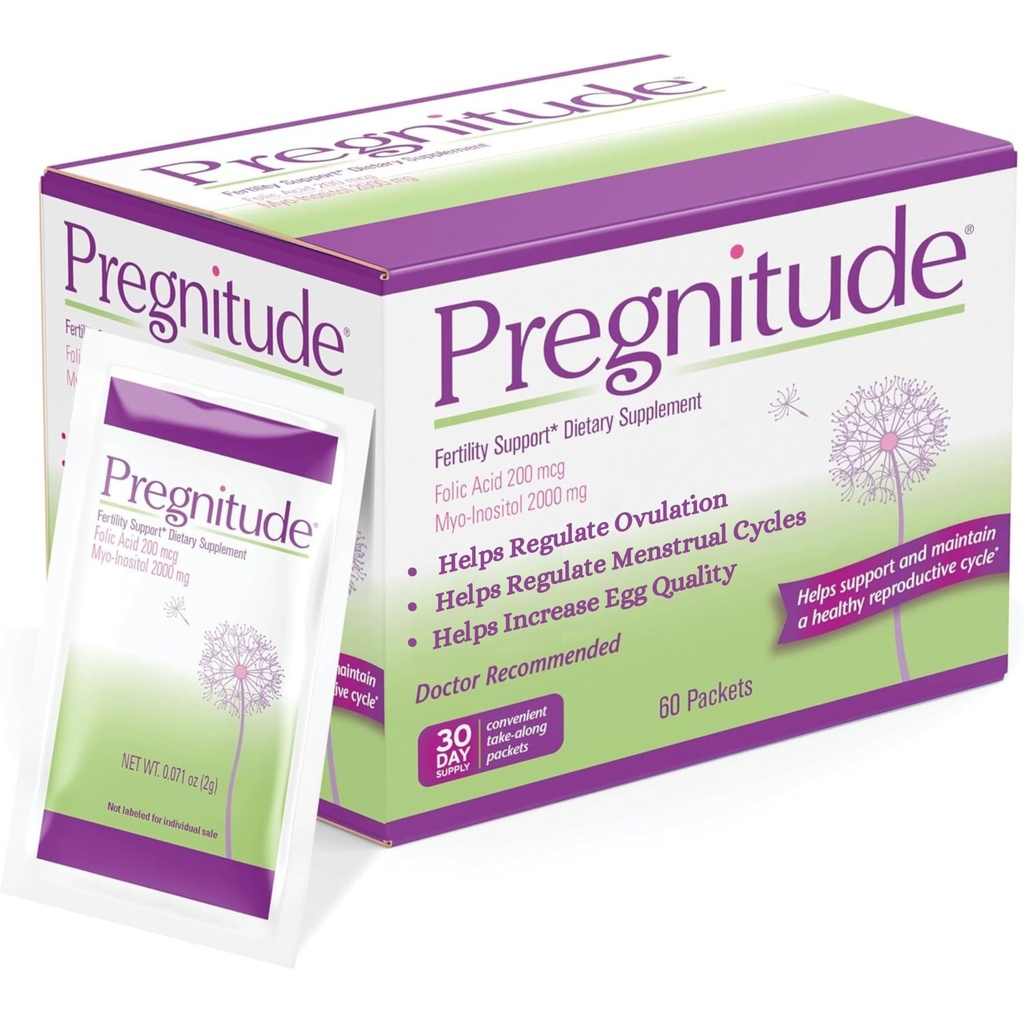 Pregnitude Podpora reprodukciji plodnosti - Pomaga spodbujati redno ovulacijo - Menstrualni ciklusi, in povečanje kakovosti jajc - 30 dnevna dobava 60 paketov