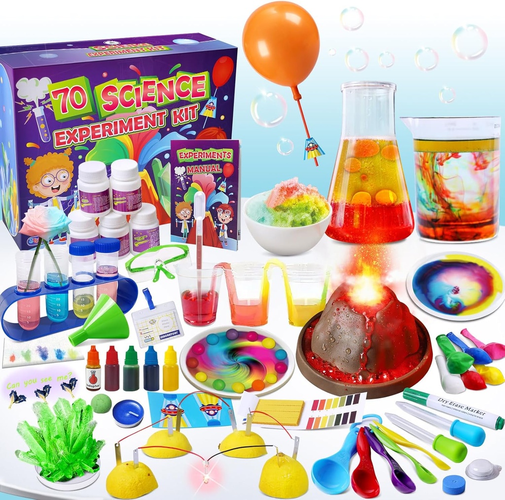 UNGLINGA 70 Lab eksperimentira znanstvene komplete za otroke izobraževalne znanstvene igrače rojstnodnevna darila Ideja za dekleta fantje, kemija set, Erupting Volcano, Fruit Circuits, S.T.E.M. Dejavnosti Znanstveni projekt