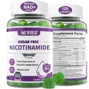 Brez sladkorja Nikotinamid 500mg Gumies, (Flush Free Niacin) Vitamin B3 Niacinamid Dodatek za celično energijo Presnova in popravila, Vitalnost, zdravo staranje, brusnični okus, Enostavno za žvečenje, 120 Cts
