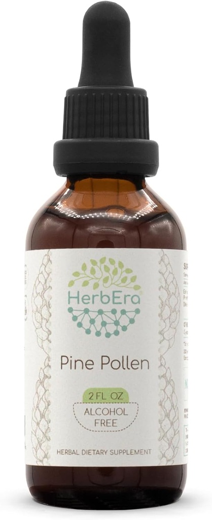 HerberEra Pine Pollen B60 Brezalkoholni zeliščni ekstrakt Tinktura, koncentrirane tekoče kapljice naravne (Pesem Hua Fen, Scots Pine, Pinus Sylvestris) 2 fl oz