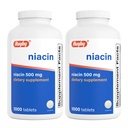 Rugby Niacin 500mg - Vitamin B3 dodatek za moške in ženske - 1.000 tablet (2-Pack)