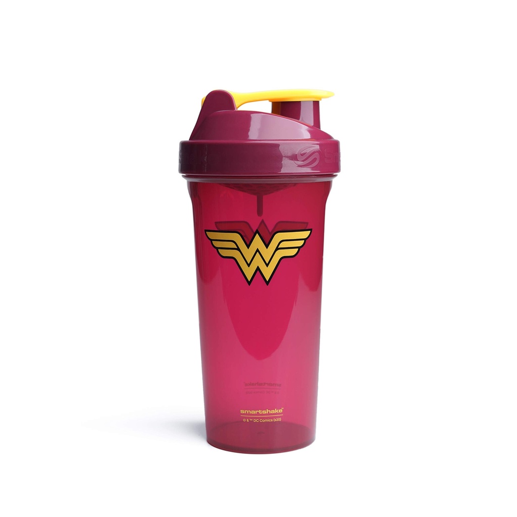 Smartshake Lite League Protein Shaker Steklenica 800ml – DC Comics Steklenica vode, Leakproof BPA Free Gym Shaker Steklenica za Protein Shakes in Protein Powder - Wonder Ženske Logo