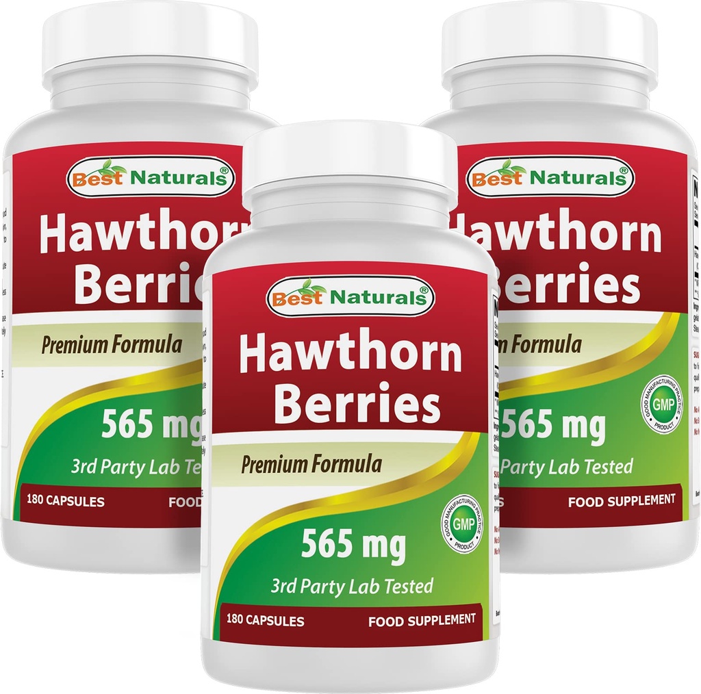 Najboljši naravni Hawthorn Berry 565 mg 180 kapsul (180 kapsul (3. paket)