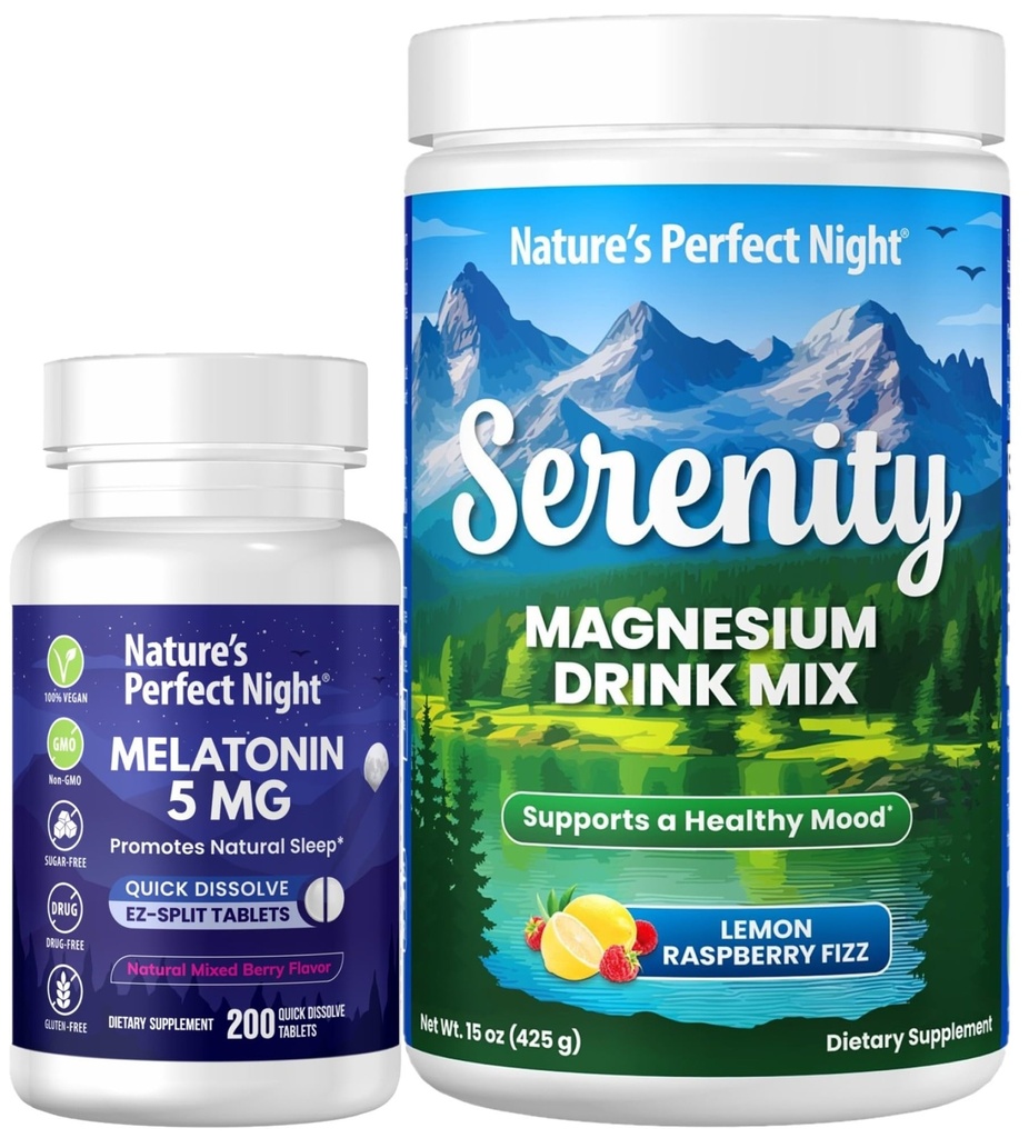 Narava je popolna noč melatonin 5mg hitro raztopiti mešano jagodičevje 200 Število z serenost Magnezij v prahu 15 oz Lemon malina