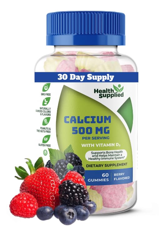 Kalcij 500mg z vitaminom D3 1000 i.e. gumijevke 