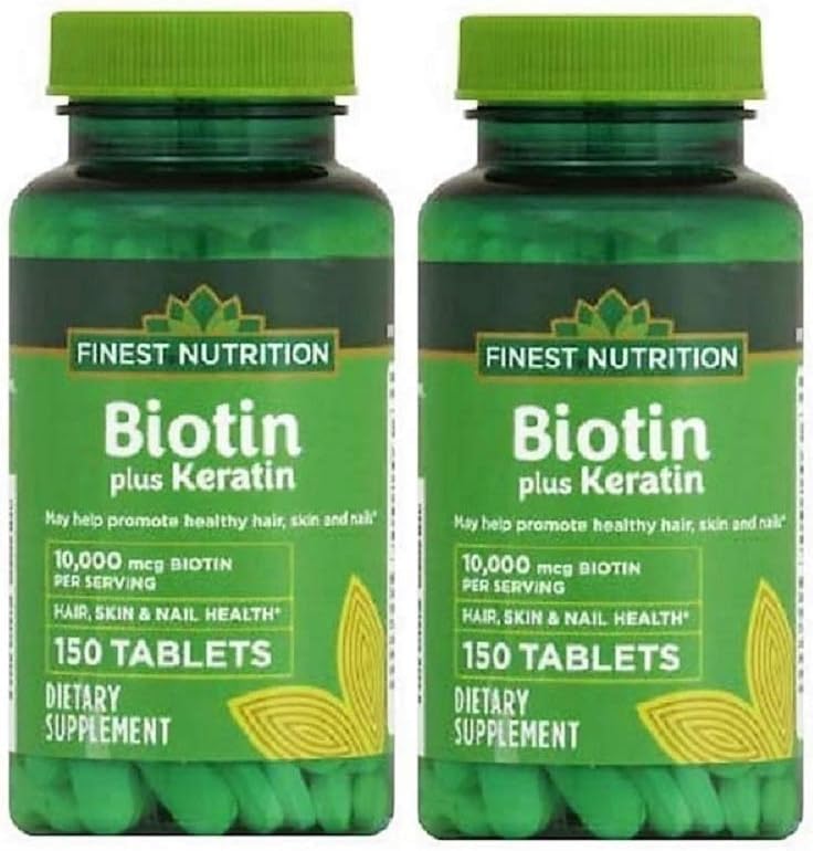 Finest Nutrition Biotin Plus Keratin - 10.000 μg - 300 Count - 2 paketa