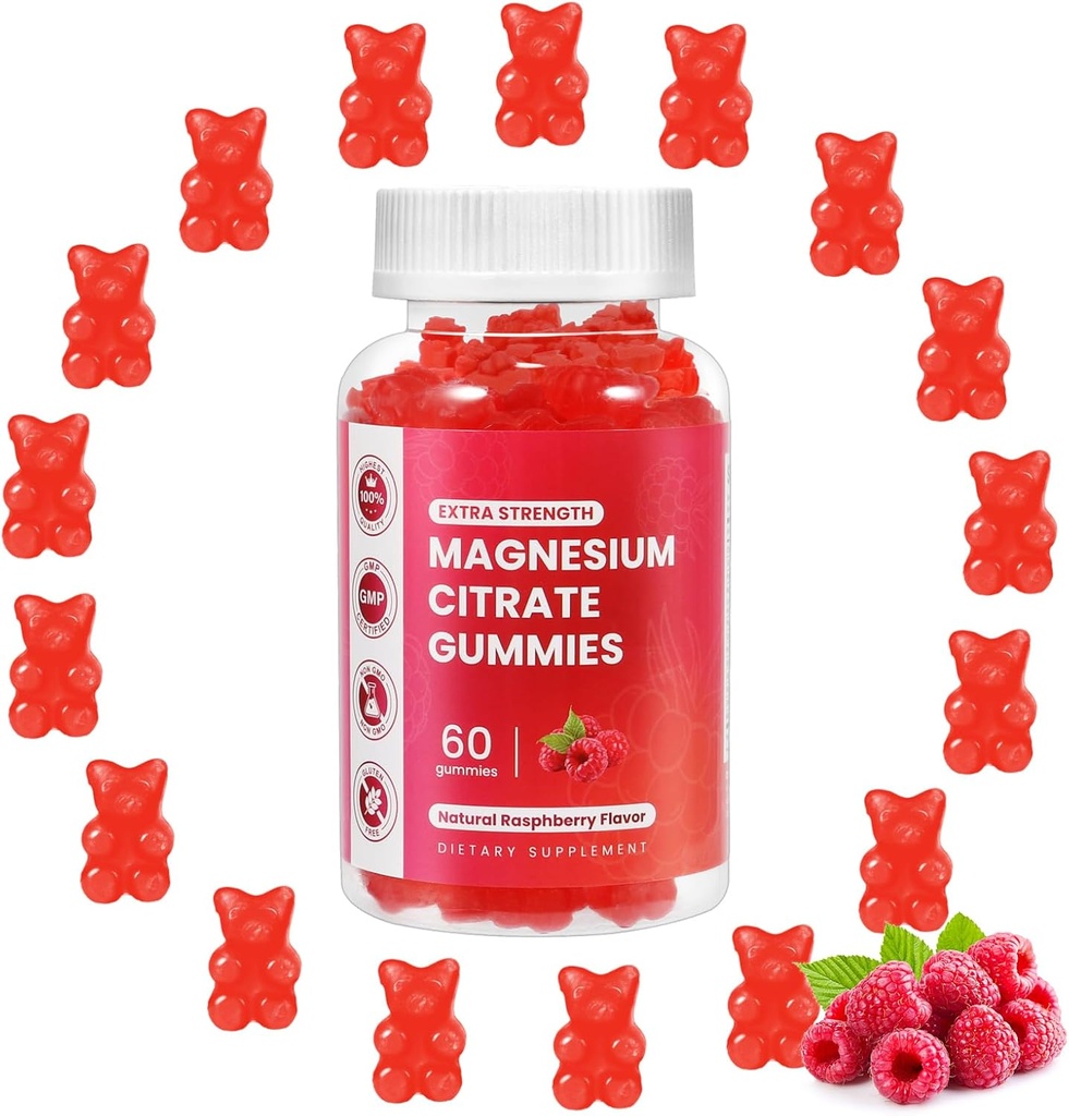 Magnezij Glycinate Gumies 400mg,Magnezij l-Threonate 200mg Gummie,Kelirani Magnezij in Kalijev kompleks dodatek za podporo pomnilnik,Mood in spanje,(60 Magnezij Gumies,Raspberry Flavor)