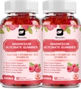 (2 Pack) 600 Mg Magnezij Glicinat Gumies, Magnezij dodatek kompleks magnezijevega malata, magnezijev citrat & kalij, Podpira noč & Skupni, Energy Boost, Vegan & 0-Sugar, Raspberry 120 Count