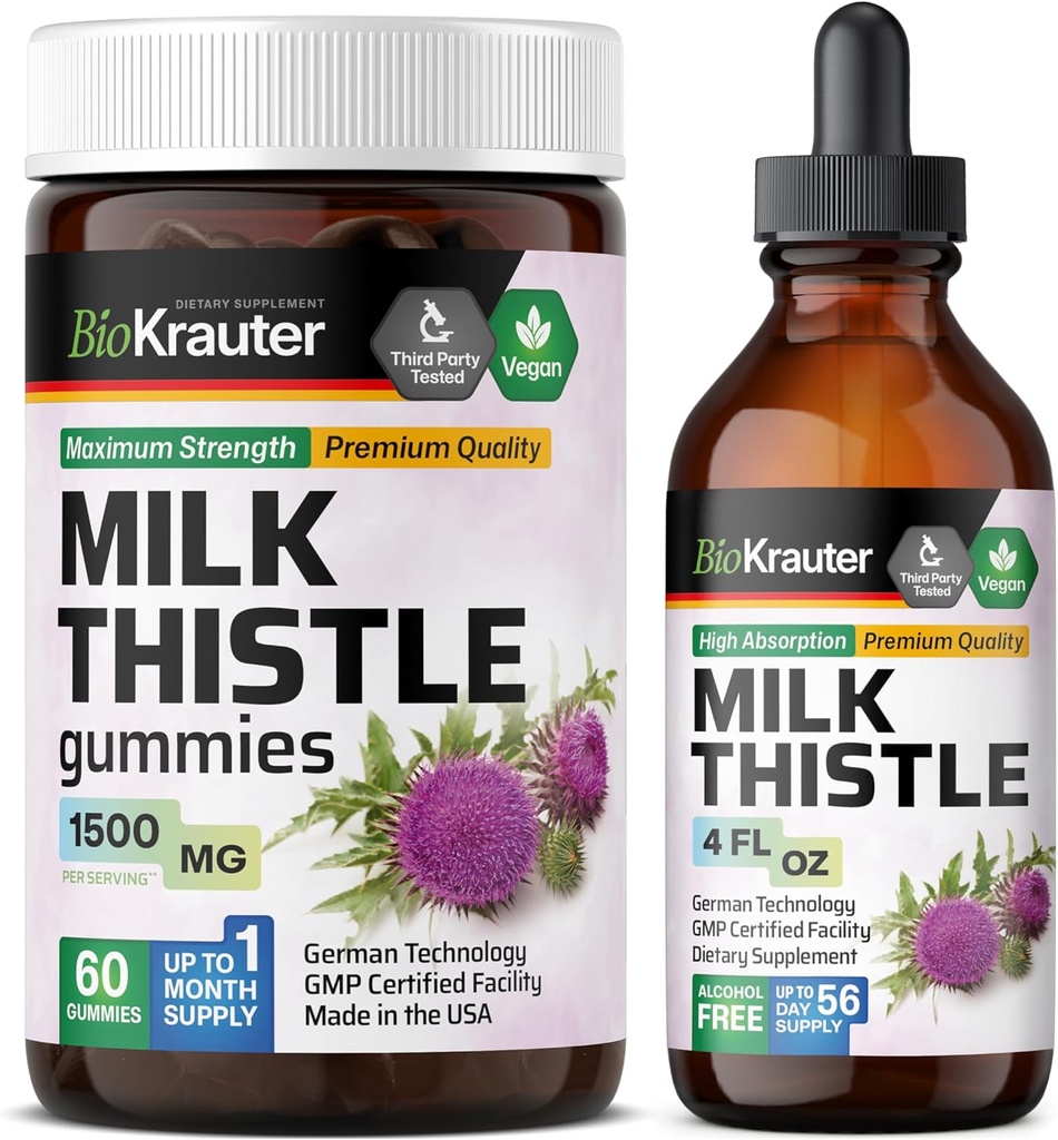 BIO KRAUTER Mleka Thistle 60 Gummies & Milk Thistle Tinkture 4 Fl. Oz.