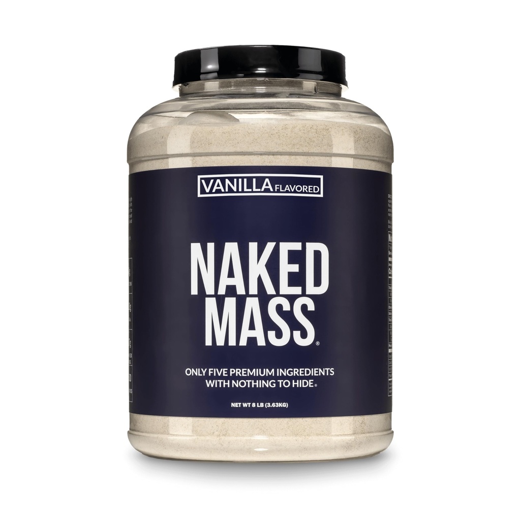 Naked vaniljska masa - vse naravne vaniljske mase Gainer beljakovine v prahu - 8Lb razsutem stanju, brez GSO, brez glutena in soje, brez umetnih sestavin - 1.260 kalorij - 11 servivov