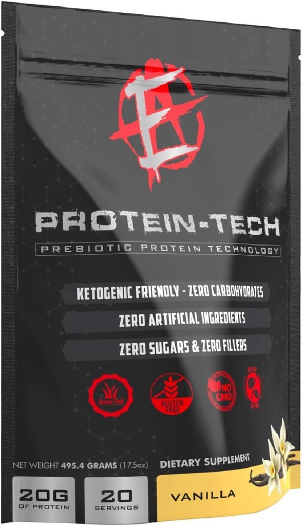 Izboljšani laboratoriji - Beljakovine Tech - Smart colagen Protein Powder za moške in ženske - Keto prijazno, Maščoba, Mlekarna, Carb & Sugar Brez beljakovin dodatek (20 Serving) (Vanilla)